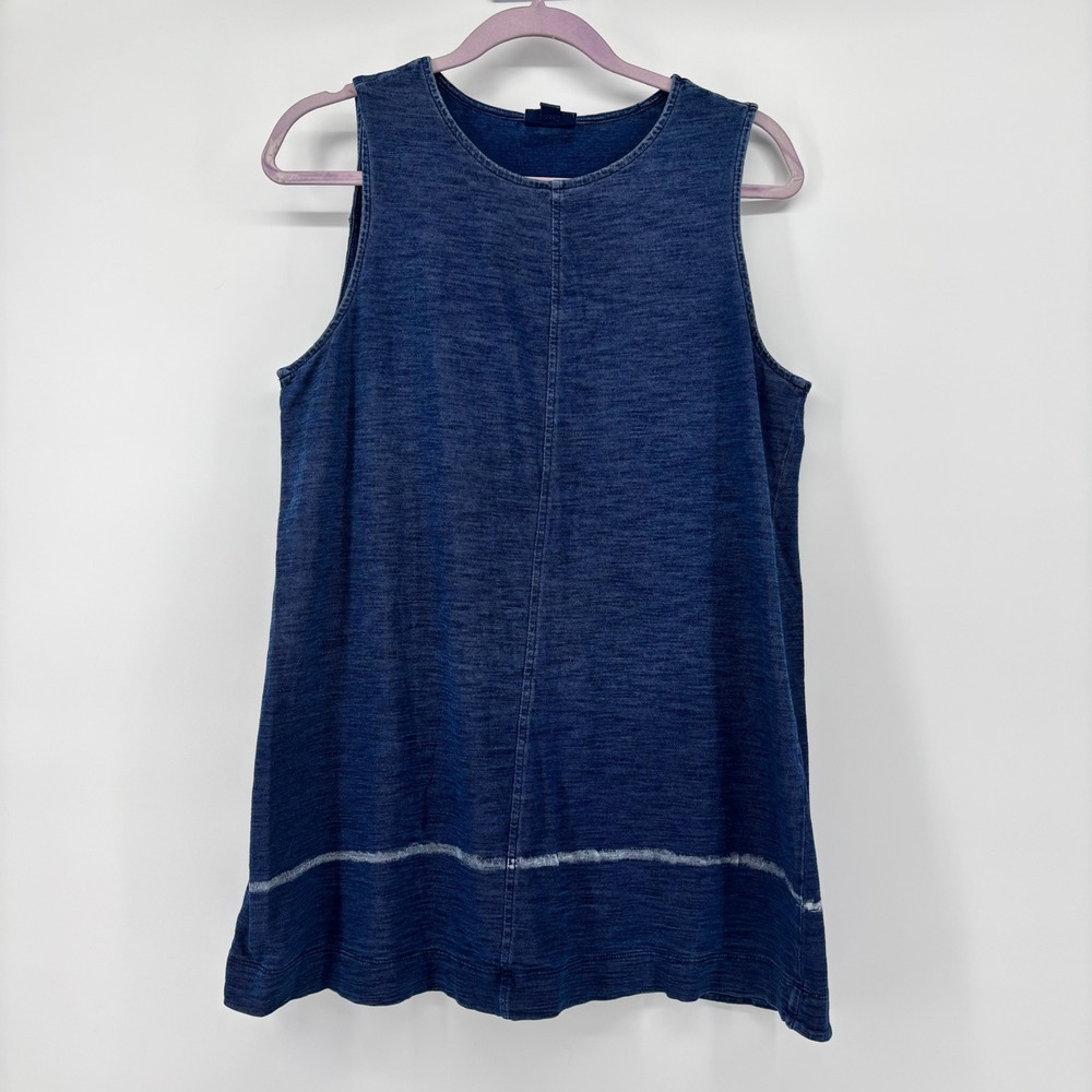 Pure Jill Indigo Blue Cotton Sleeveless Tulip Wrap Back Tunic Top Womens Medium